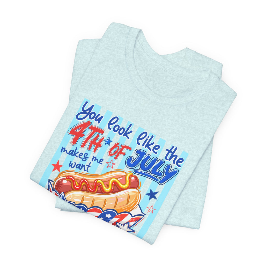 4th of July Hot Dog T-Shirt - Patriotic Funny BBQ Tee