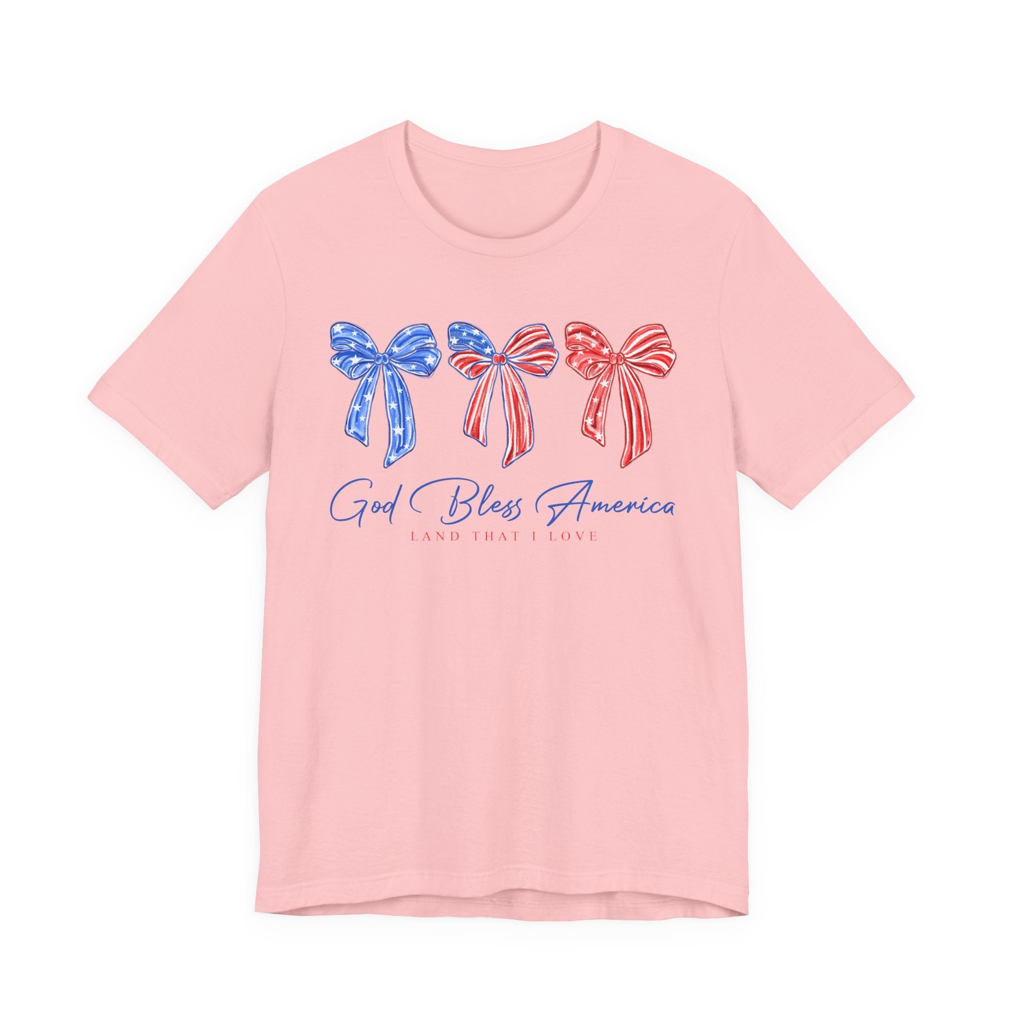 T-Shirt - God Bless America Patriotic Ribbon Bows Tee