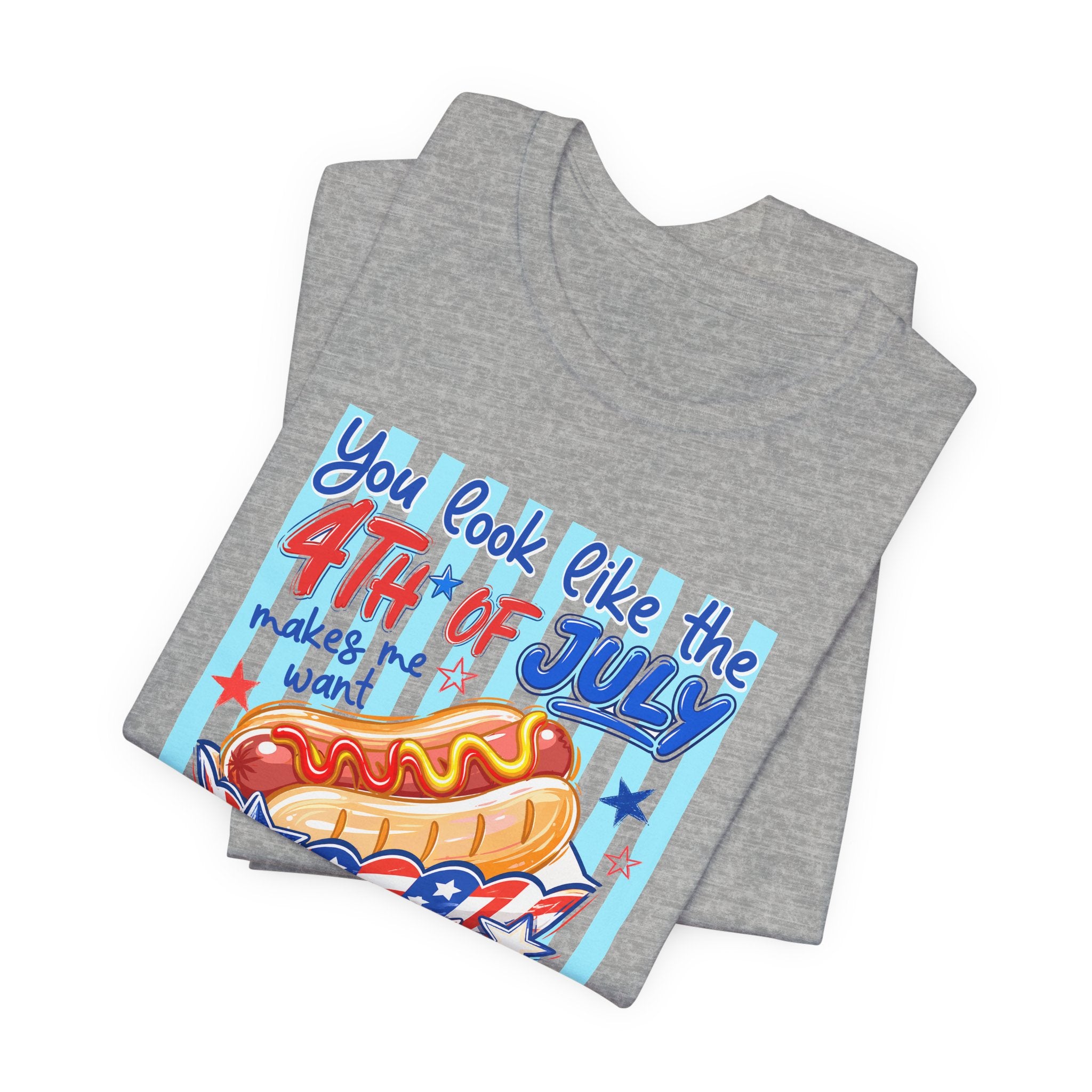 4th of July Hot Dog T-Shirt - Patriotic Funny BBQ Tee