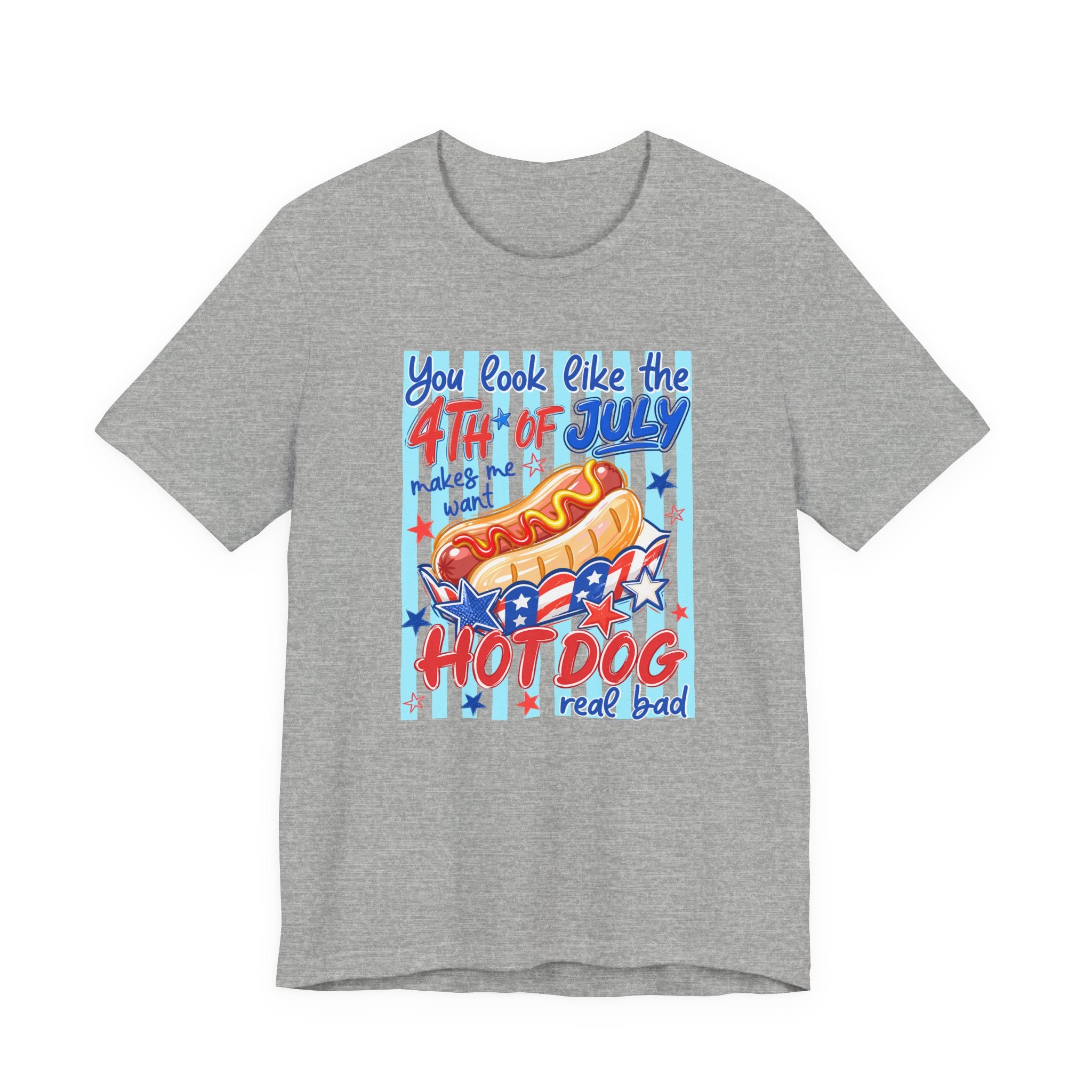4th of July Hot Dog T-Shirt - Patriotic Funny BBQ Tee