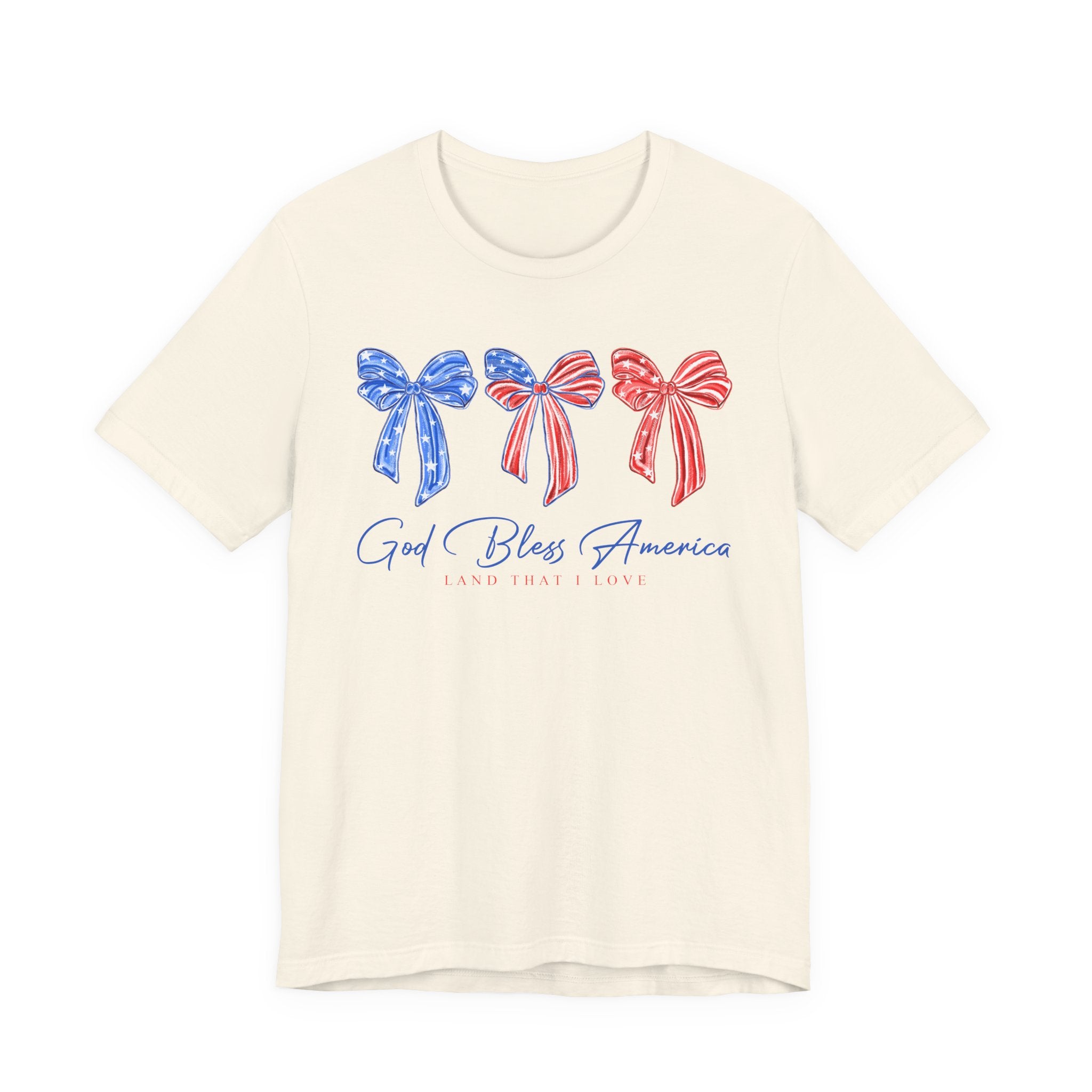 T-Shirt - God Bless America Patriotic Ribbon Bows Tee