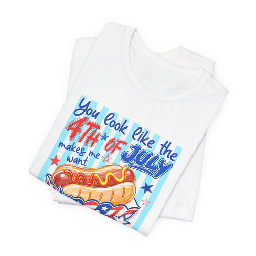 4th of July Hot Dog T-Shirt - Patriotic Funny BBQ Tee