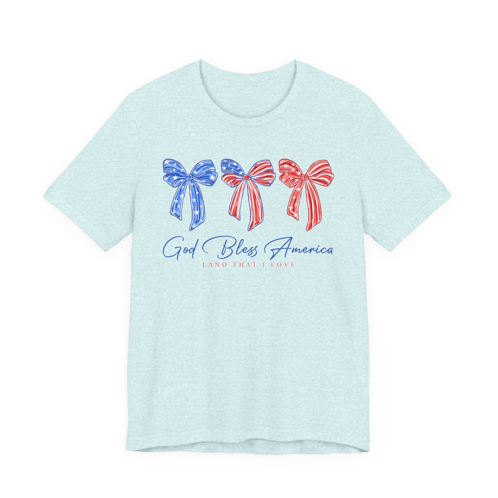 T-Shirt - God Bless America Patriotic Ribbon Bows Tee