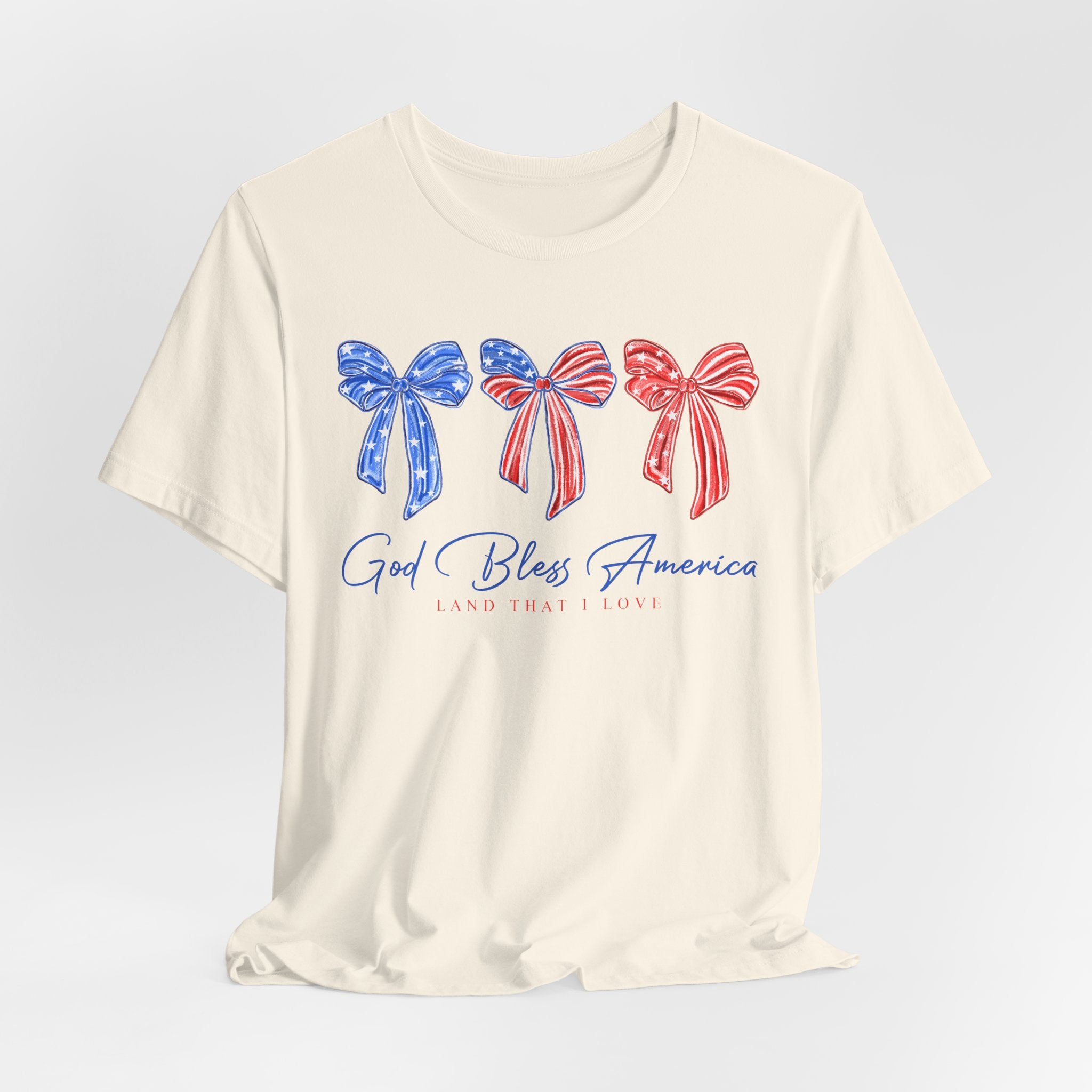 T-Shirt - God Bless America Patriotic Ribbon Bows Tee