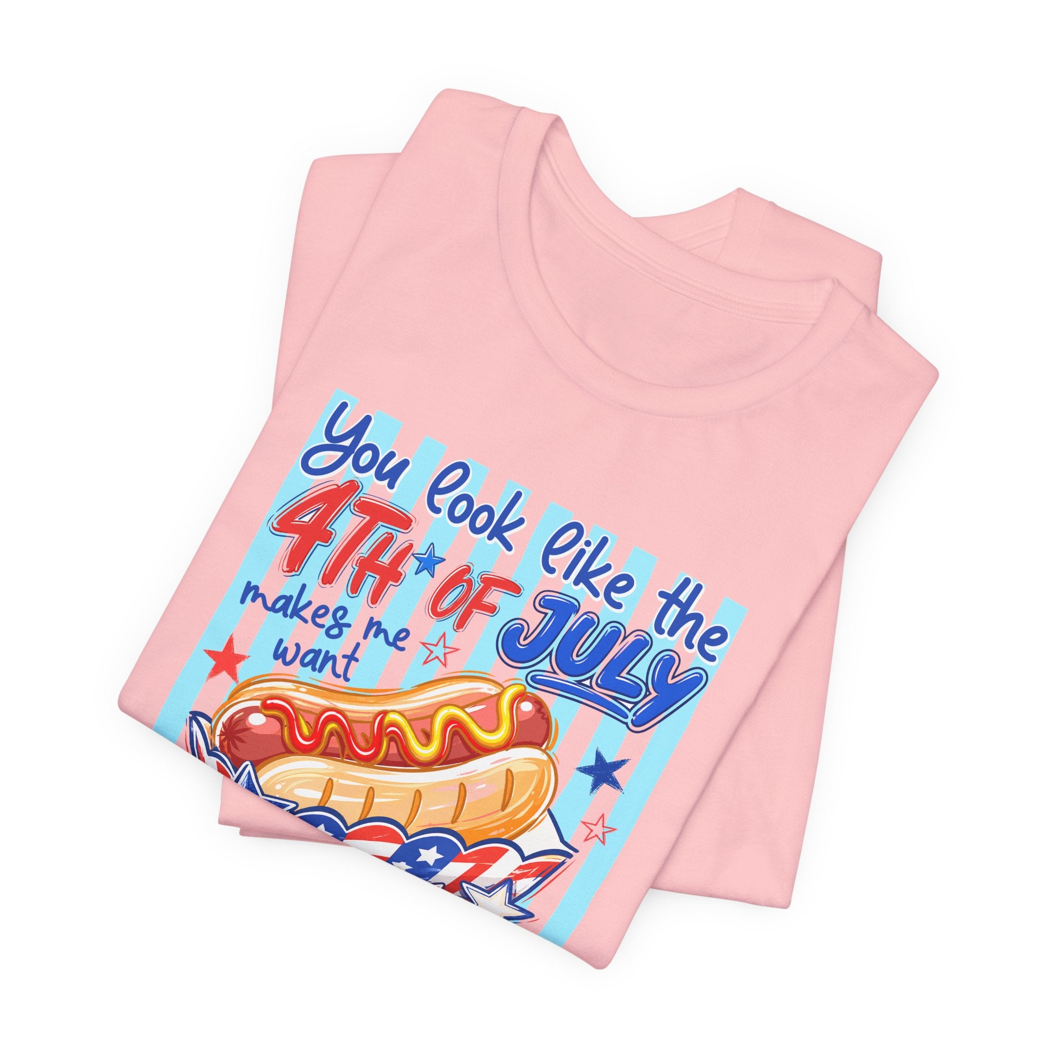 4th of July Hot Dog T-Shirt - Patriotic Funny BBQ Tee
