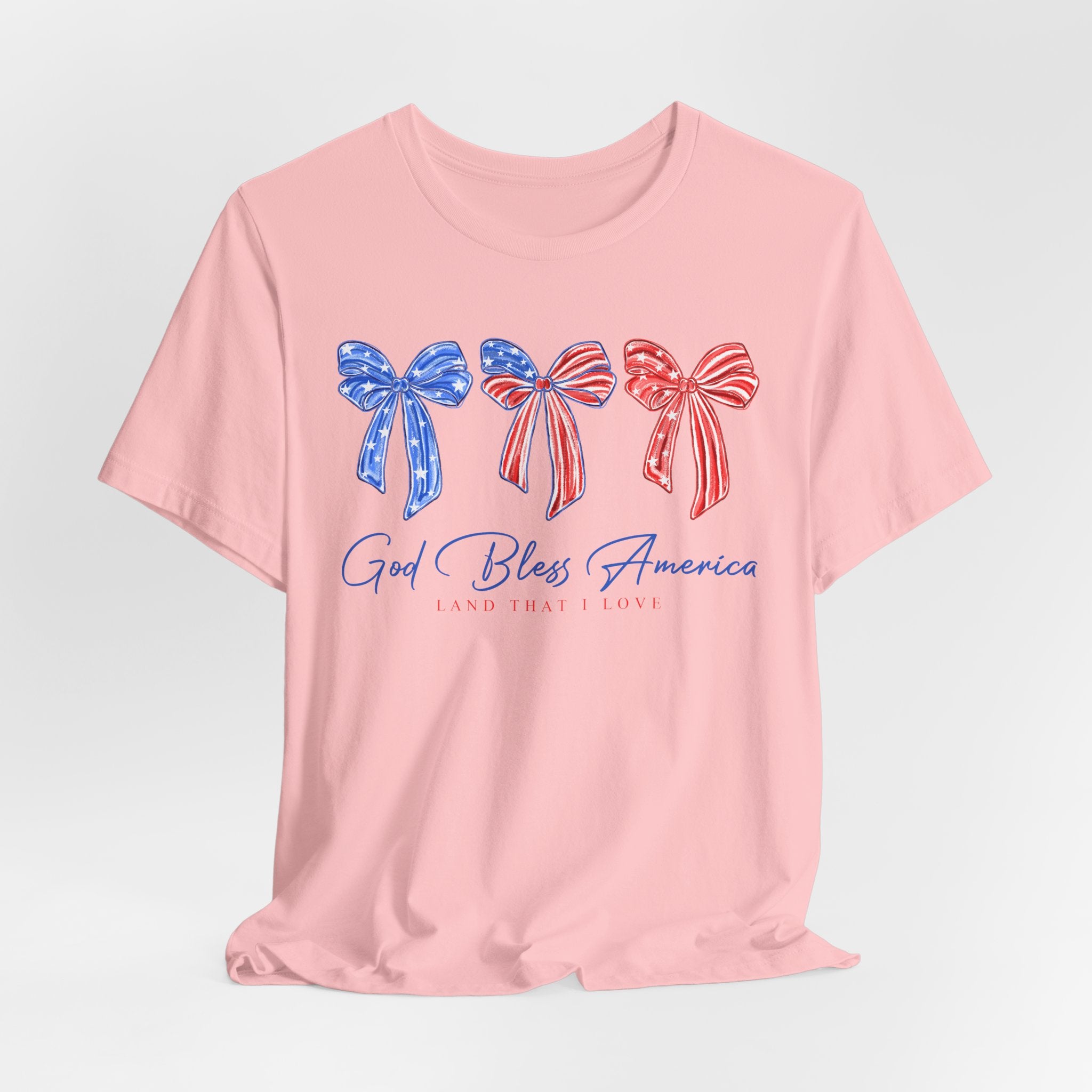 T-Shirt - God Bless America Patriotic Ribbon Bows Tee