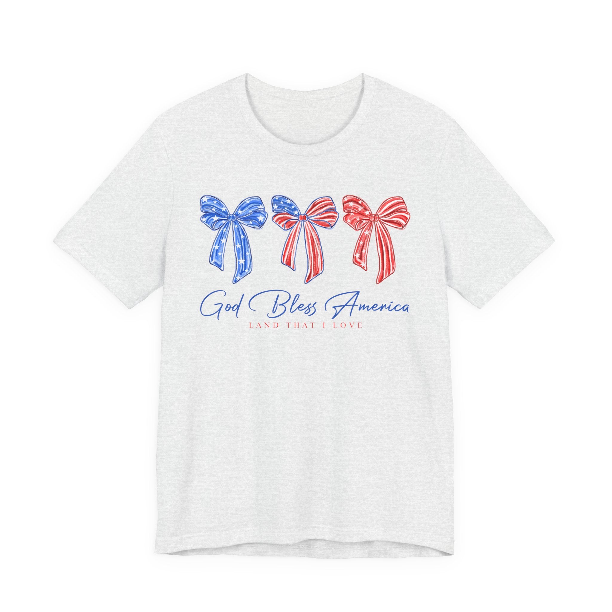 T-Shirt - God Bless America Patriotic Ribbon Bows Tee