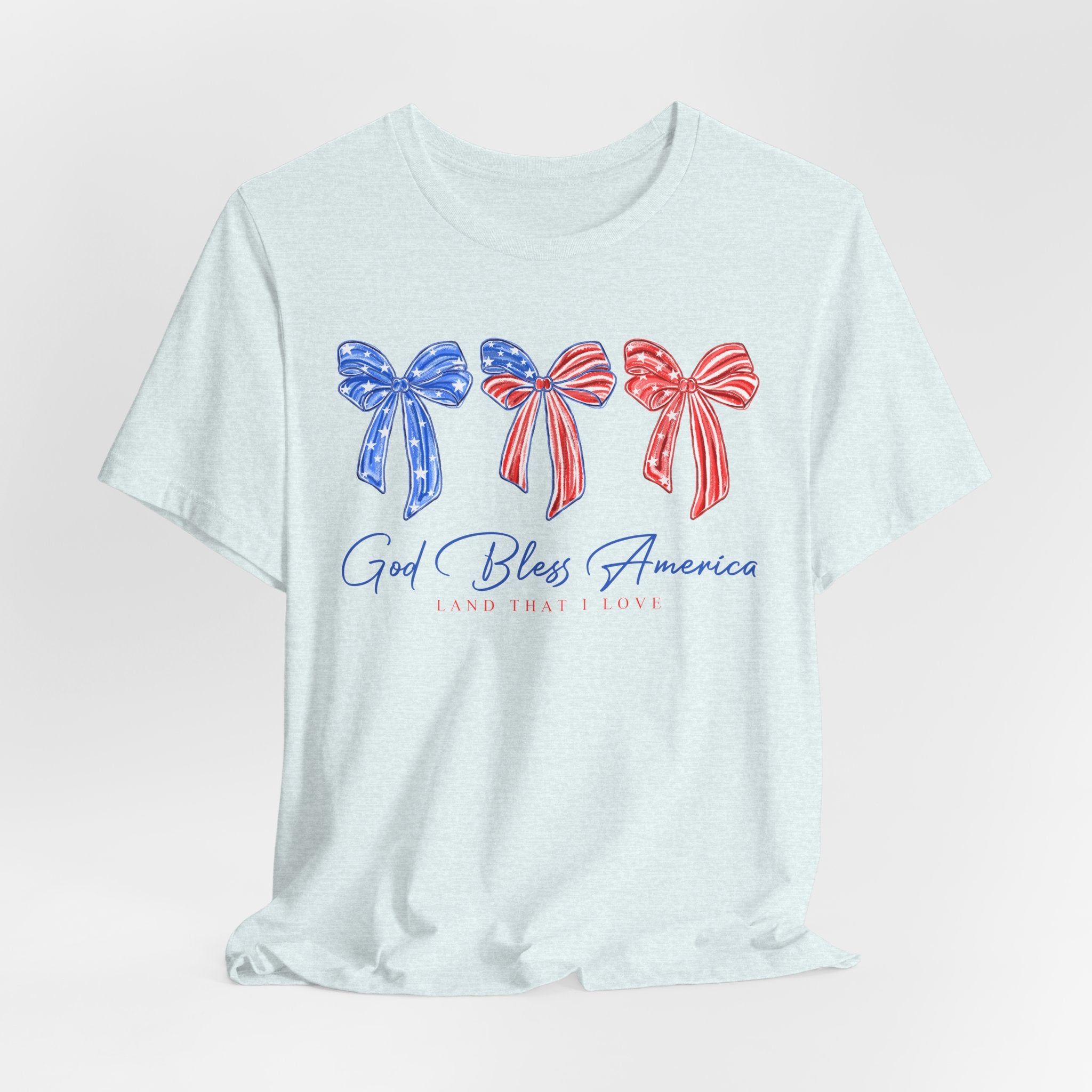 T-Shirt - God Bless America Patriotic Ribbon Bows Tee