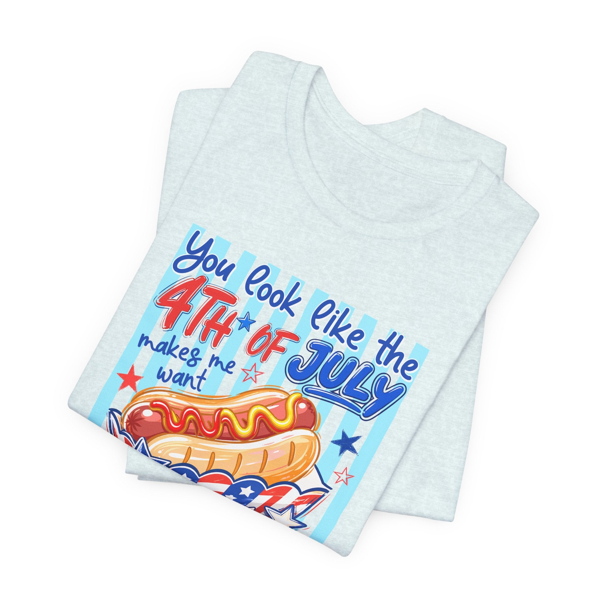 4th of July Hot Dog T-Shirt - Patriotic Funny BBQ Tee