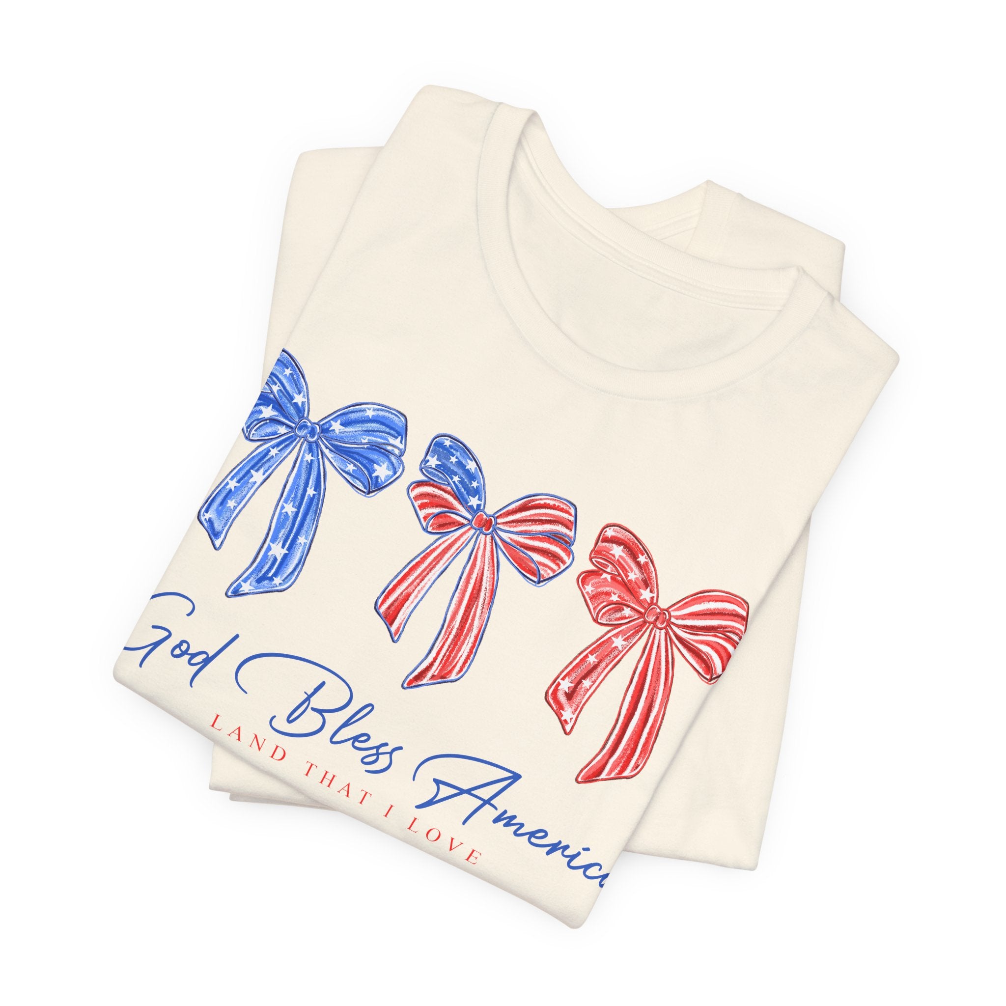 T-Shirt - God Bless America Patriotic Ribbon Bows Tee