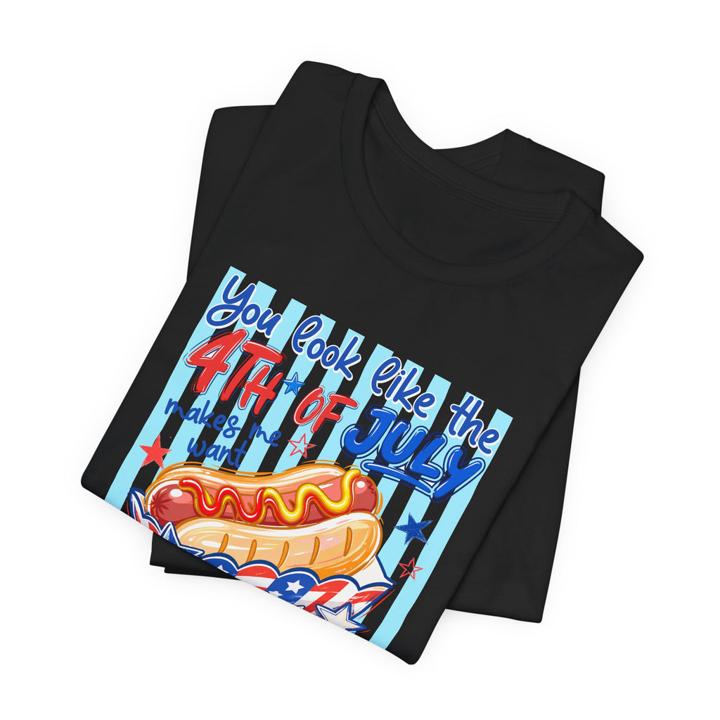 4th of July Hot Dog T-Shirt - Patriotic Funny BBQ Tee
