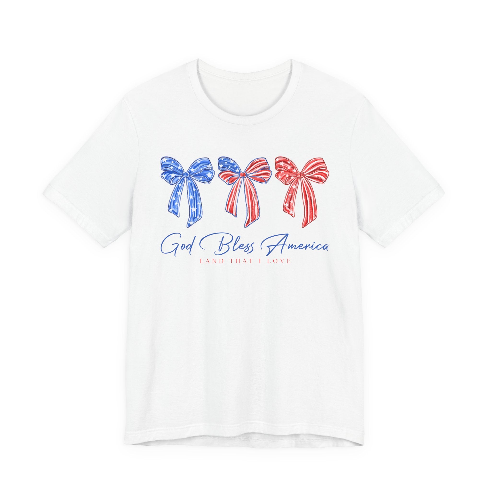 T-Shirt - God Bless America Patriotic Ribbon Bows Tee