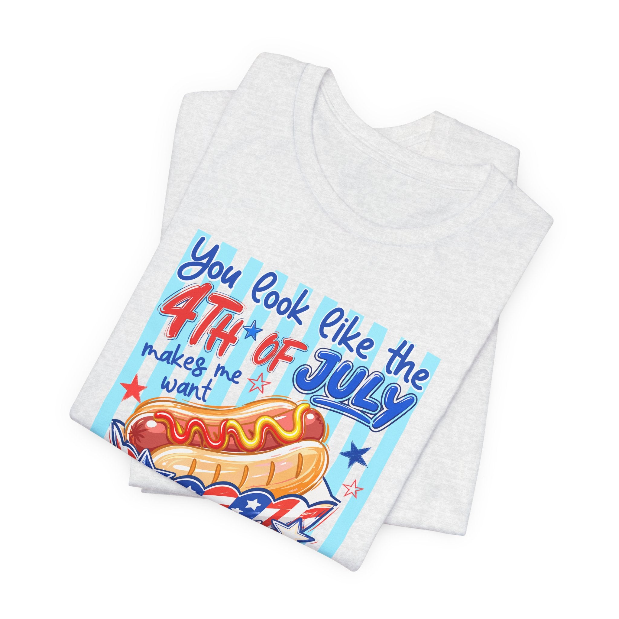 4th of July Hot Dog T-Shirt - Patriotic Funny BBQ Tee