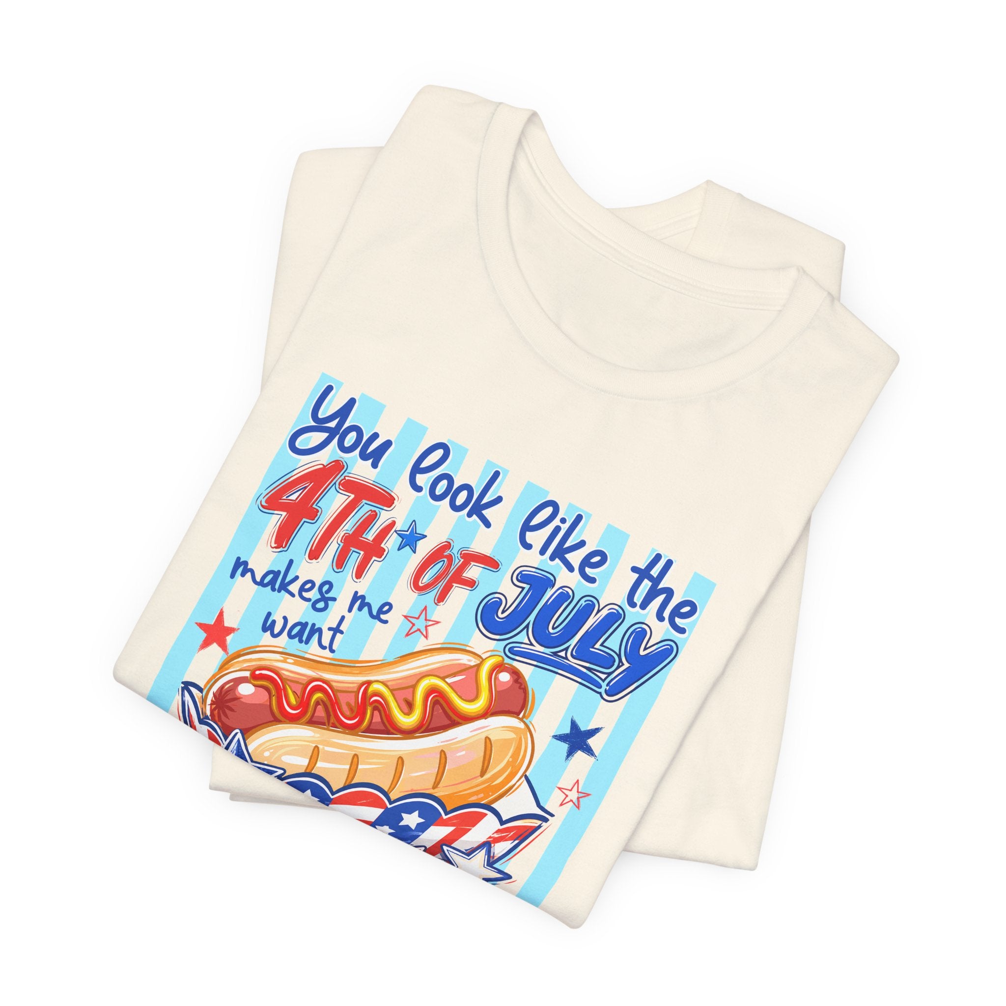 4th of July Hot Dog T-Shirt - Patriotic Funny BBQ Tee