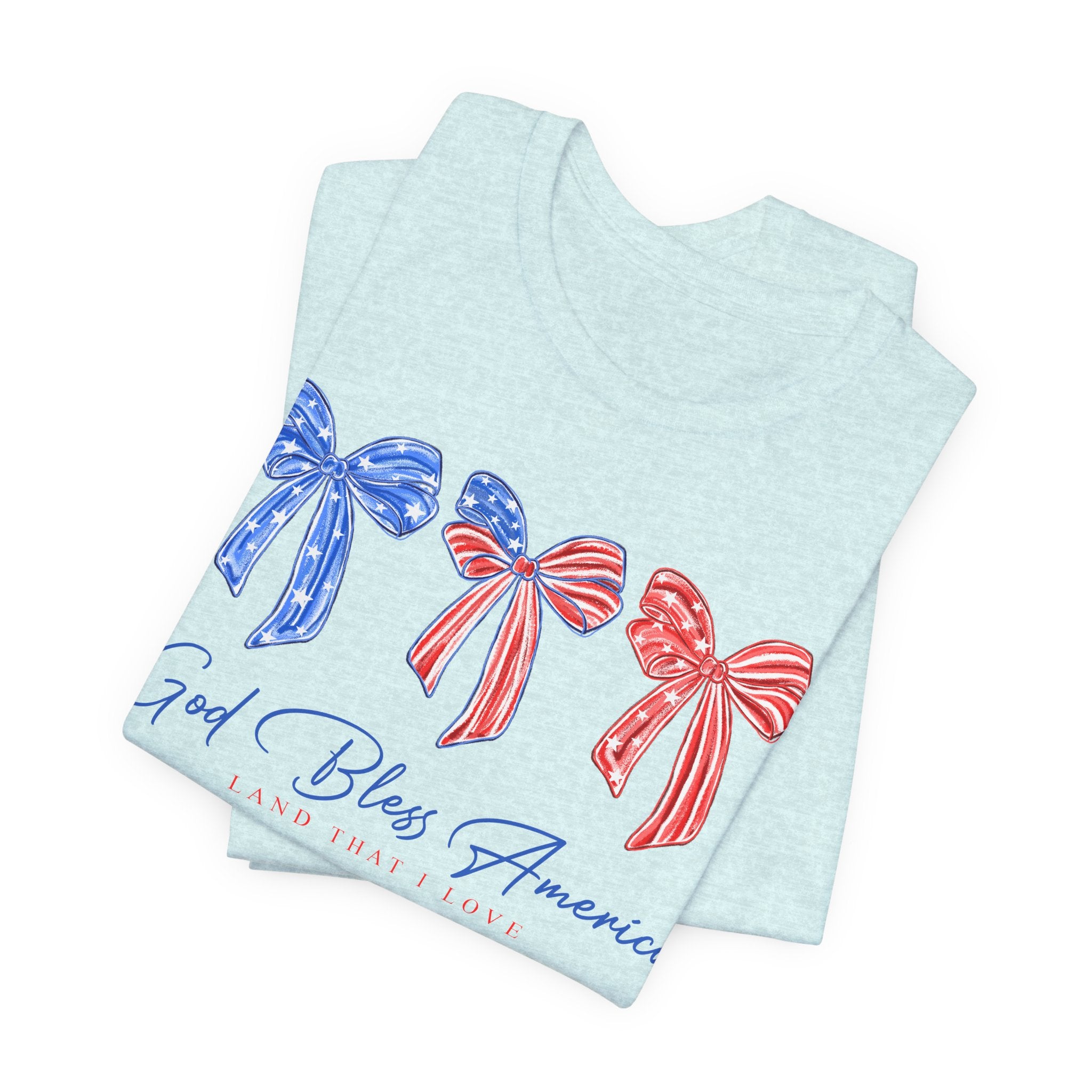 T-Shirt - God Bless America Patriotic Ribbon Bows Tee
