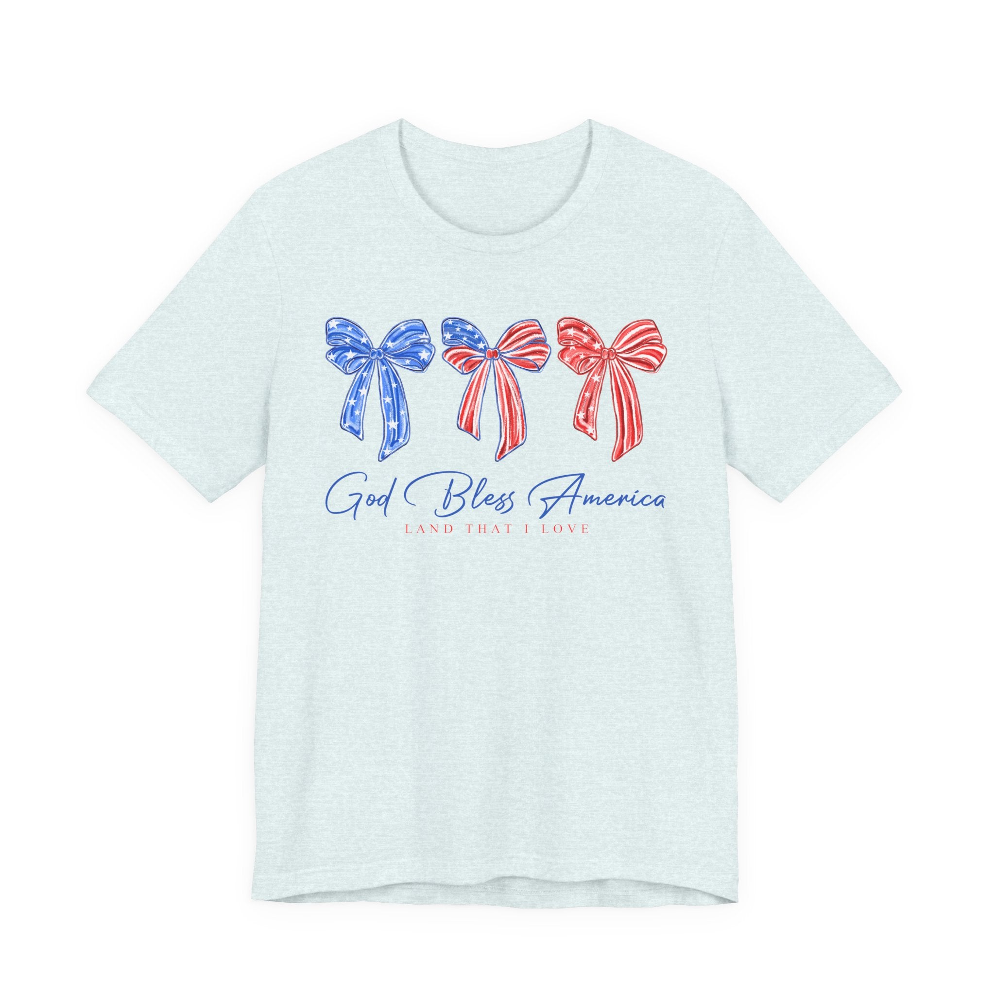 T-Shirt - God Bless America Patriotic Ribbon Bows Tee